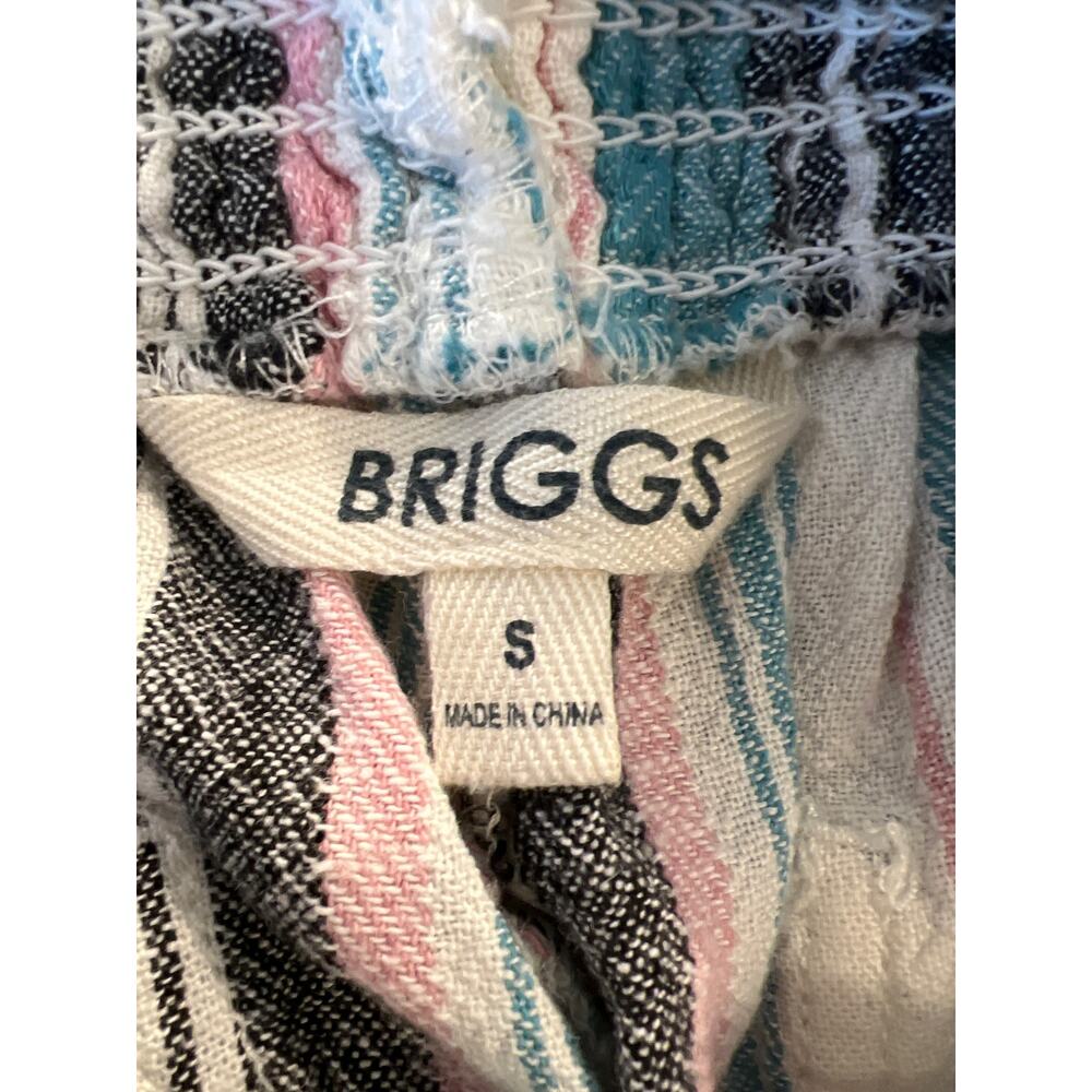 Briggs Women’s Striped Linen Blend Pull On Summer Shorts‎ Size S Blue White - Picture 4 of 4